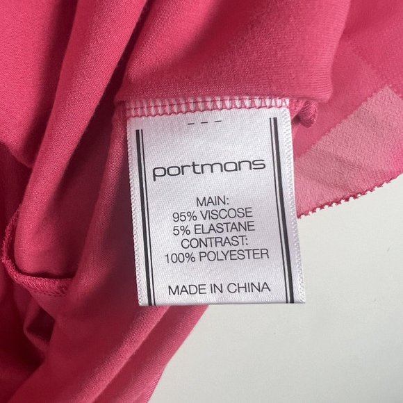 New Portmans Top Blouse Pink Short Sleeve V-Neck Office Casual Size L 14 - Picture 6 of 9